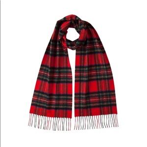 Like New Johnstons tartan cashmere scarf w/fringe
